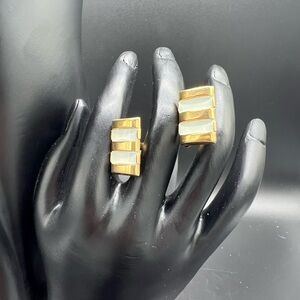 Gold tone and mother of pearl cufflinks